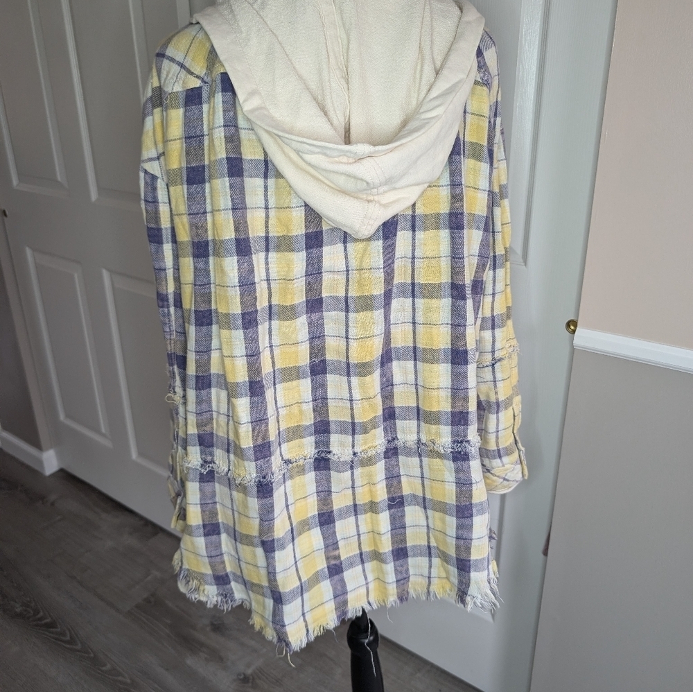 We The Free Yellow & Purple Plaid Hooded Utility Jacket - Picture 7 of 9